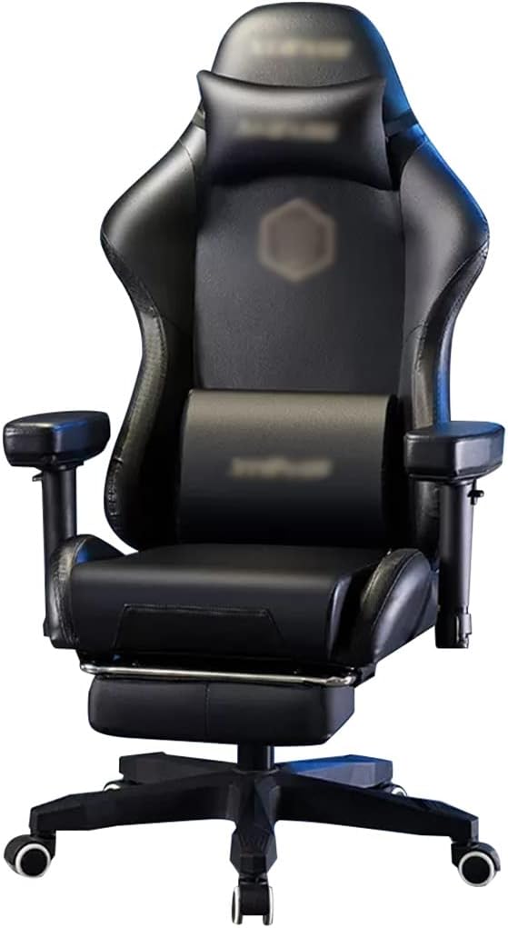 Gamer Chair with Foot Rest Cool Armor Embroidery Decoration Gaming Chair Ergonomic 120° Golden Angle Racing Chair Load Bearing 190kg/418.9lbs (Color : Black Size : 121-131 * 50cm)