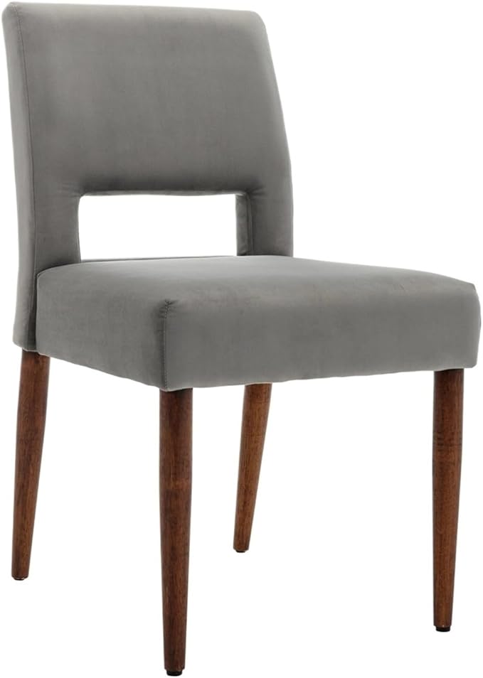Adjustable Office Computer Chair with Armrest 1pcs Velvet Fabric Upholstered Dining Room Chairs Solid Wood Legs Home Furniture(Gray)