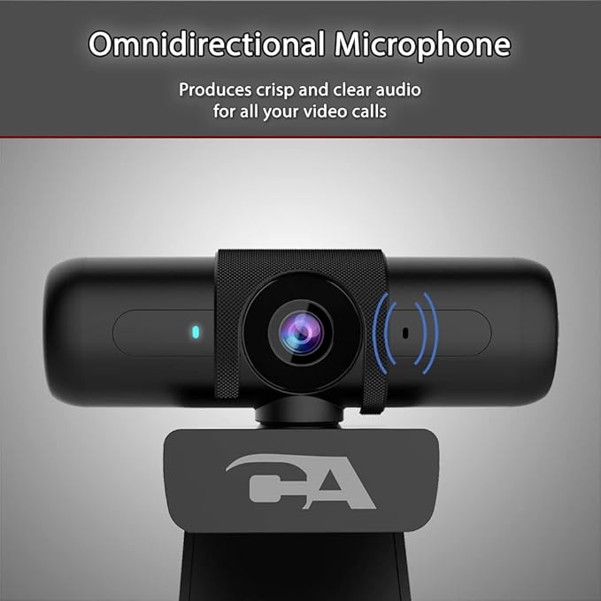 Cyber Acoustics CA Essential Webcam 1080HD-AF – USB Webcam with Microphone for Desktop or Notebooks 1080p Webcam HD Auto-Focus and Light Correction Omni-Directional Microphone (WC-2000)