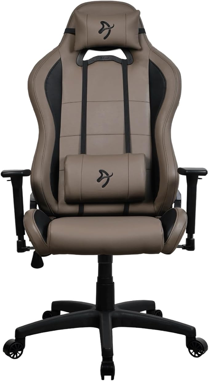 Arozzi Torretta Soft PU Leather Material Gaming Chair Durable Ergonomic Office Chair with Adjustable Height 3D Armrest &amp 2 Supportive Pillows (Brown)