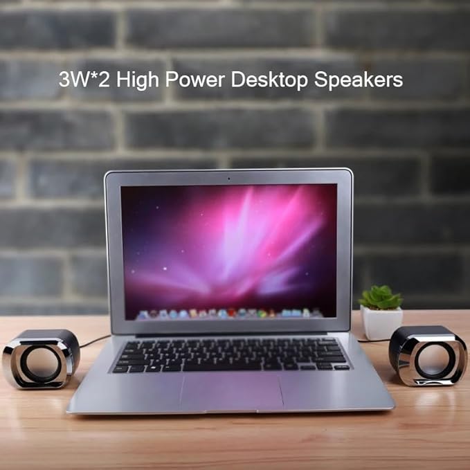 Computer Speakers Powered AUX Wired Input Bass Stereo 2 * 3W/4Ω Powerful Loudspeaker(E)