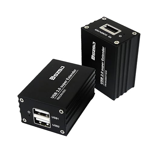 USB Extender Over RJ45 Cat5E/6 up to 230ft Ethernet Cable Extender with Power Adapter with 2 USB2.0 Output - Full USB 2.0 Support for Keyboard DongleMouse Webcam and All Operating System 102
