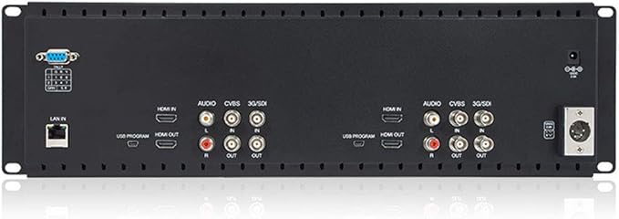FEELWORLD D71 Plus 3RU Dual 7 inch 3G SDI Broadcast Rack Mount Monitor 1920x1200 HD LCD IPS Screen with 3 Color Tally Light HDMI AV Input Output
