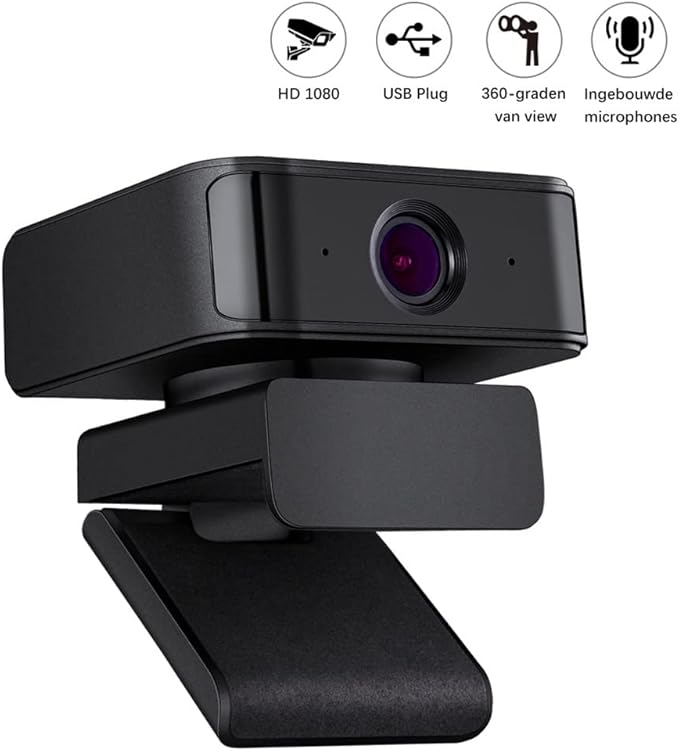 360° Automatic Webcam 1080P Full Web Cam with Microphone Auto Recognition Camera for PC Computer Conference