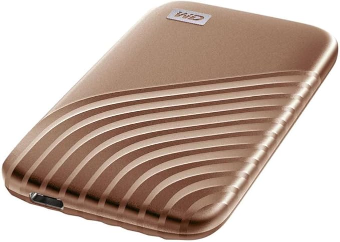 Western Digital 1TB My Passport SSD Portable External Solid State Drive Gold Sturdy and Blazing Fast Password Protection with Hardware Encryption - WDBAGF0010BGD-WESN
