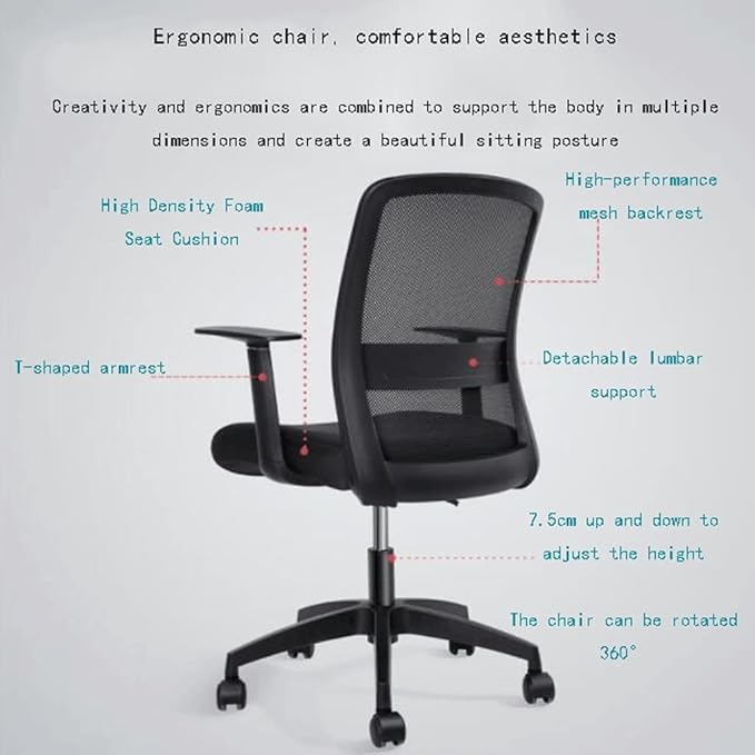 Gaming chair  Office Chair Gaming Chair Desk Chair 360° Swivel Office Chair Computer Chair Ergonomic Meeting Room Chair with Backrest and Lumbar Support Home Study Chair Computer Chair Home Office De