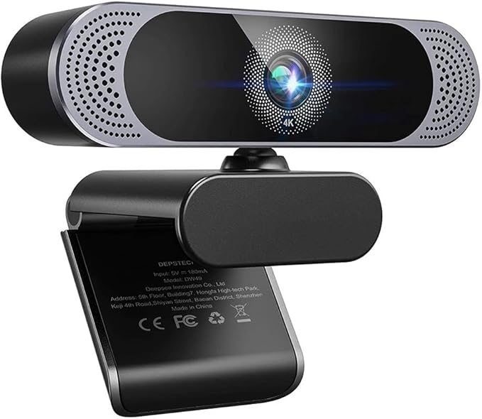 4K 8MP Webcam with Noise-Canceling Microphone Tripod Plug Play Web Camera for Meeting Video