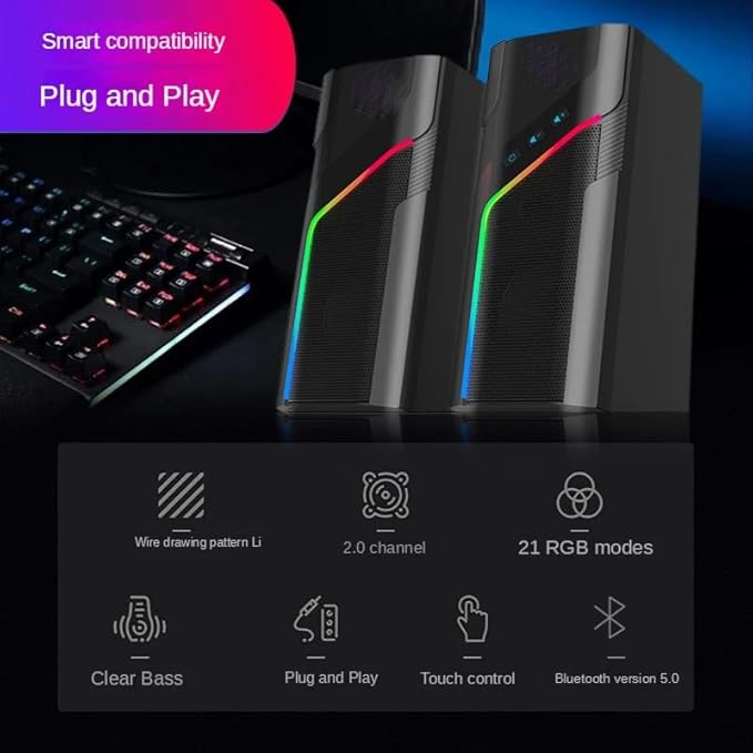 JSEIAJB Desktop Computer Speaker Laptop Small Stereo Audio Multimedia Subwoofer Pair