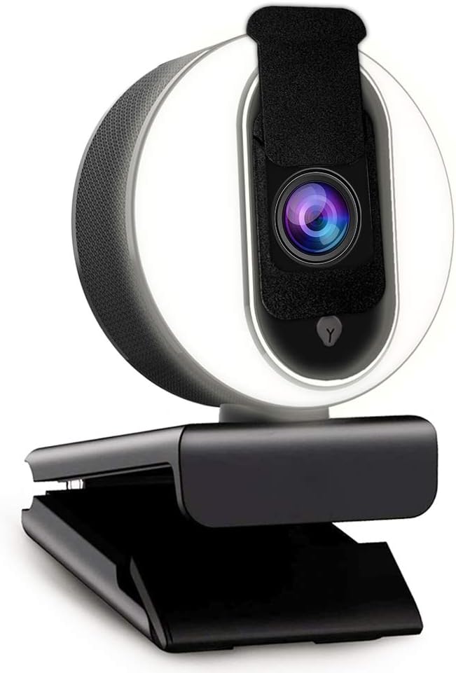 NexiGo N680E 1080P Webcam with Ring Light Privacy Cover and Dual Microphone Advanced Auto-Focus Adjustable Brightness Streaming Web Camera for Zoom Skype Facetime PC Mac Laptop Desktop