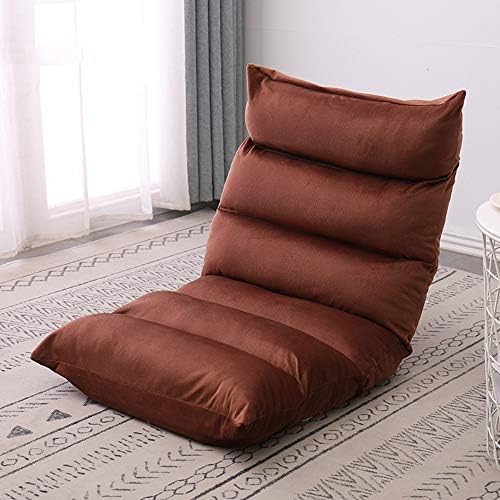Floor Chair Floor Chair Meditation Chair with Backrest Folding Computer Chair on The Bed 5 Gears Adjustable Removable and Washable Lazy Leisure Sofa for Bay Window Bedroom (Color : Brown)