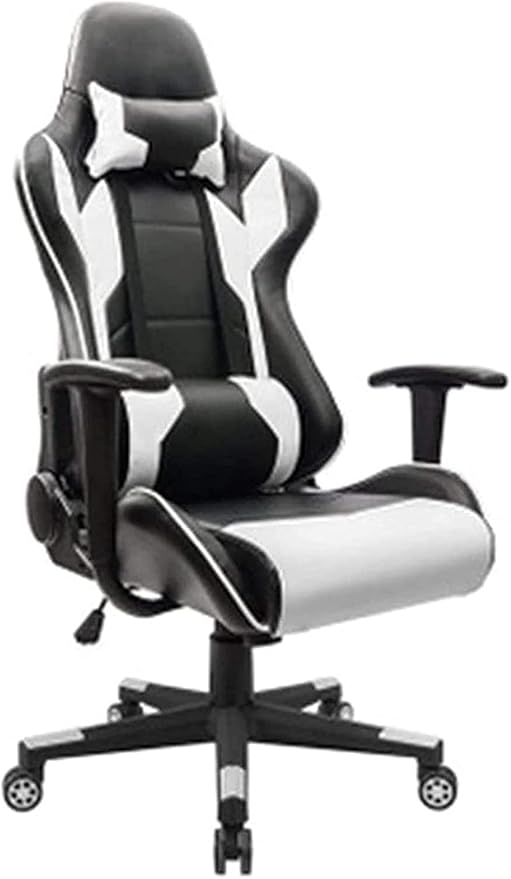 Office Gaming Chair Office Chair Gaming Chair Internet Cafe Game Chair Computer Chair Lazy Reclining Racing Chair (Size:MediumColor:White)