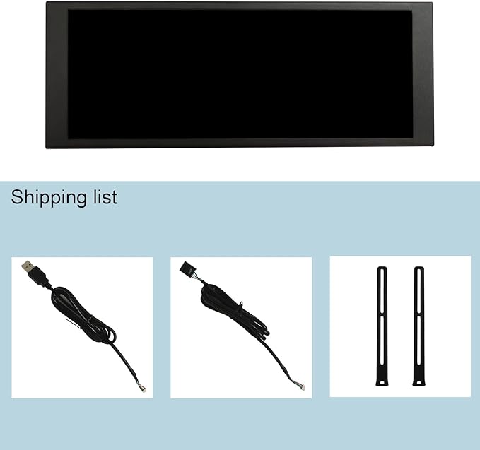 VSDISPLAY 6.86 Inch Computer Temp LCD Monitor 1280x480 IPS Mini Stretched Bar PC Case Screen Supports DIY CPU GPU RAM Data ThemeBlack