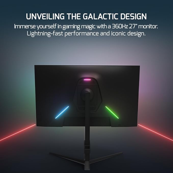GAMEPOWER Rapid 27 inch Gaming Monitor 360Hz 1ms 1080P Flat IPS HDR10 Height/Tilt/Swivel/Pivot Adjustable RGB Anti-Glare Display HDMI/DP/USB FreeSync G-Sync 350 cd/m² Bright LEDs Laser Logo