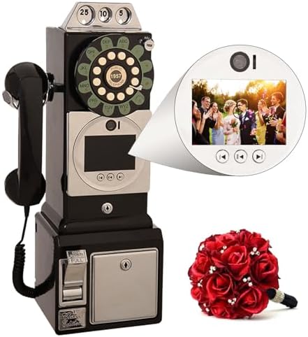 Vintage Video Guestbook Phone - 1080p Auto-Record 32GB Storage 70H Video 7H Battery Life - Ideal for Engagements Weddings Anniversaries Black Memory Keeper