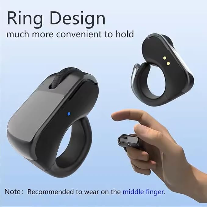 ByteWave Bluetooth Ring Mouse with USB Receiver touchpad Control &amp Rechargeable case. Works with PC Laptop Tablet &amp Mobile. Compact Wearable Design for Scrolling clicking &amp Navigating