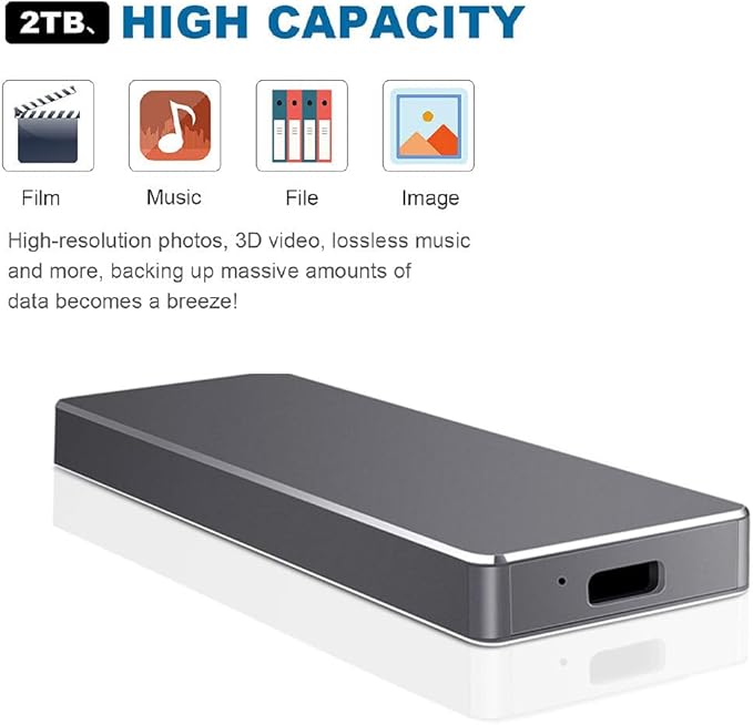 2TB External Hard Drive Portable Solid State Drive Portable External Hard Drive USB3.1 for PC Mac DesktopChromebook(2TB Gold)