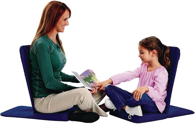 Original BackJack -Made in The USA- Folding Royal Cotton Fabric Lightweight Floor Seating Chair for Gaming Families Parents Daycare Back Support Reading Yoga Meditation Dorm