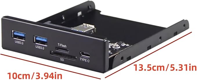 3.5 Inch Front Panel USB C Hub 20 Pin to Type-C USB 3.0 Micro SD/TF Card Reader Parts Up to 5Gb/s