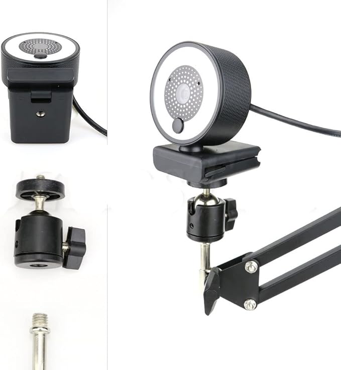 Web Camera HD Autofocus Webcam Light with Tripod Stand 1080P 2K Web Camera for PC Computer Camera with Microphone Ring Light Web Cam for Gaming Video Calling Recording (Color : Type 2)