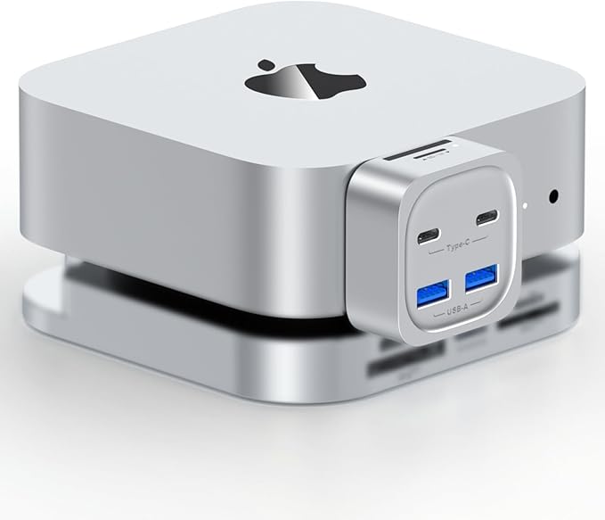 Mac mini M4 Hub 6-in-1 Front-Access Docking Station Mac mini M4 Accessories with 4× USB3.2 10Gbps (USB-C &amp USB-A) SD/TF 3.0 Card Reader Space-Saving Splitter for Creators &amp Professionals