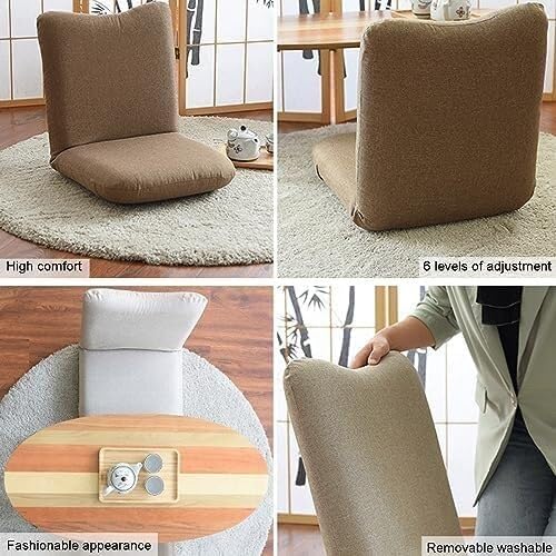 ELEFOCUS Floor Chair Portable Recliner Chair with Back Support Foldable Floor Seats with Multiple Angles for Bedroom Balcony(Grau)