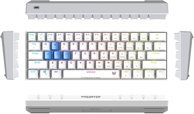 acer Predator Aethon 330 Gaming Keyboard|Space-Saving 61-Key Design|100% Anti-Ghosting with N-Key Rollover|Kailh Blue Switches|Personalized RGB Lighting | Dual Mode - Wired &amp Bluetooth (Pack of 1