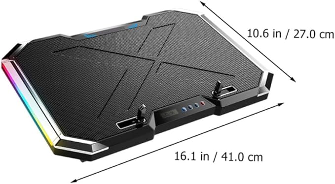 RGB Touch Control Laptop Cooling Pad Colorful LED Lights Adjustable Height Portable Design for Gaming and Work Compatible Laptop Sizes