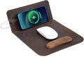 Hiram Premium Crazy Horse Leather Mouse Pad with 15W Wireless Charging - Ergonomic Wrist Rest Waterproof and High-End Cowhide Touch(9inx13in)
