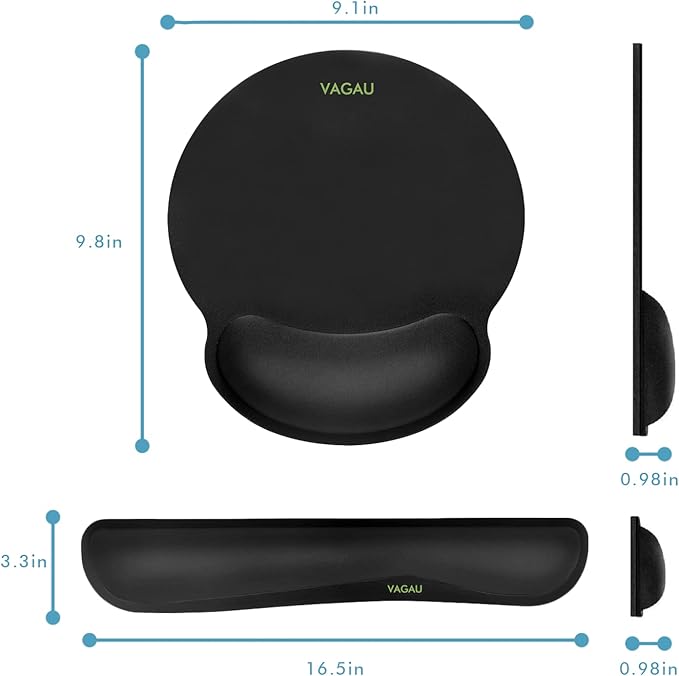 Comfy Mee Premium Memory Foam Keyboard and Mouse Wrist Rest Pads Set- for Comfortable Typing &ampWrist Pain Relief (Pack of 2)