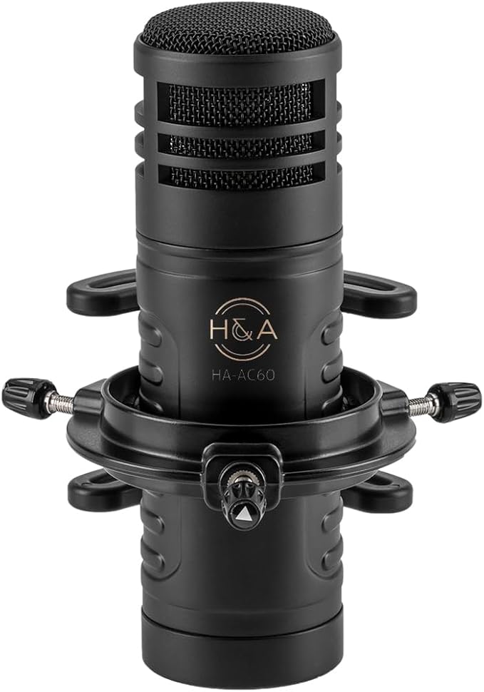 H&ampA AC60 Hypercardioid Dynamic Studio Microphone XLR 20-2000Hz Shock Mount Windscreen Zippered Bag