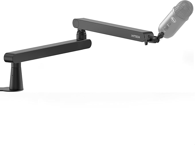 IXTECH Mic Arm Desk Mount Low Profile 360° Swivel Mic Boom Arm Adjustable Microphone Arm with Detachable Rise Column and Built-In Cable Management for Streaming and Recording.