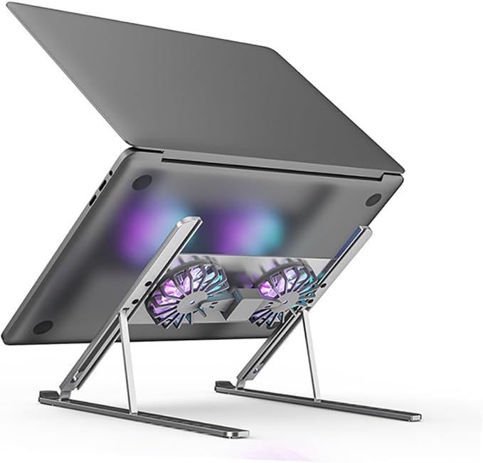 Tofficu Laptop Cooler Pad Fans Led Light Cooling Bracket for Laptop Quiet Stand