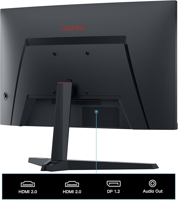 KOORUI 24 inch Curved Gaming Monitor 180Hz FHD 1080P Computer Monitor 1ms 1500R Display Adaptive Sync FreeSync Premium HDMI 2.0X2 &amp DP 1.2 VESA Tilt 24E6CA