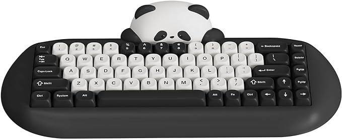 YUNZII C68 Panda Wireless Mechanical Gaming Keyboard 68 Keys Cute Layout with PBT KeycapsRGB Backlit Hot SwappableCreamy SwitchesBT5.0/2.4G/Wired for Win/Mac(BlackPanda Switch)