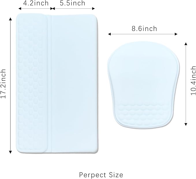 Keyboard Wrist Rest -Ergonomic Mouse Pad- with Carpal Tunnel Pain Relief Massage Bumps and Full Memory Gel Design - Ideal Frequent Computer (White)