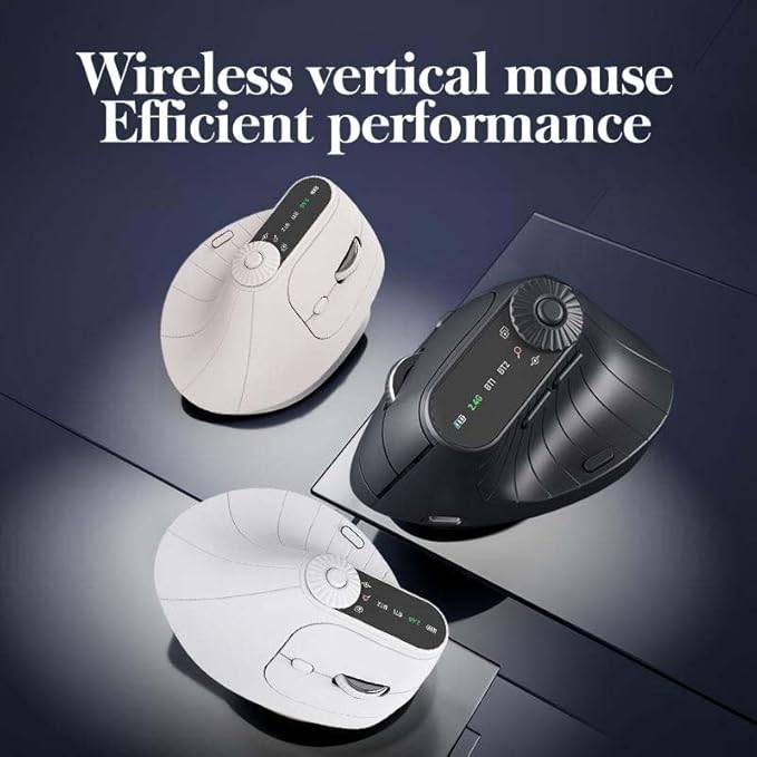 2025 Upgraded Ergonomic Triple-Connect Wireless Mouse Vertical Ergonomic Mouse with 4 Adjustable DPI Bluetooth 5.0&ampUSB Receiver for Laptop/PC/Mac Pain Relief for Office/Gaming/Design (Black)