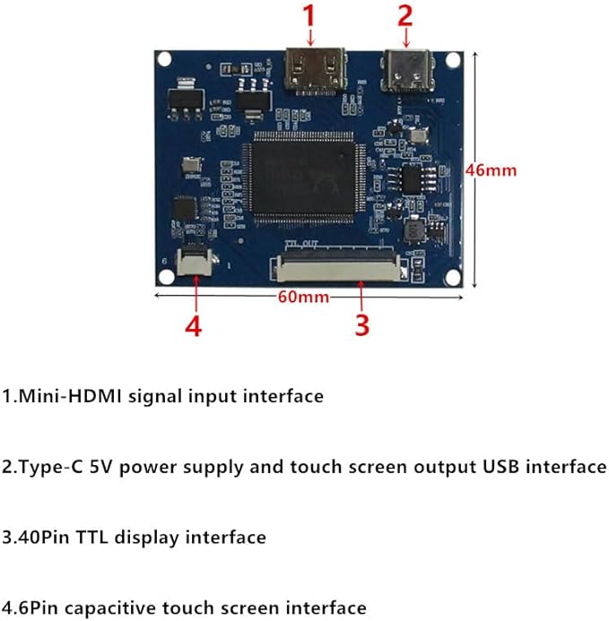 5 Inch 800×480 Portable LCD Display with Capacitive Touch Screen Mini-HDMI Driver Board – DIY Monitor Kit for PC Orange Pi Gaming Consoles &amp Secondary Screen