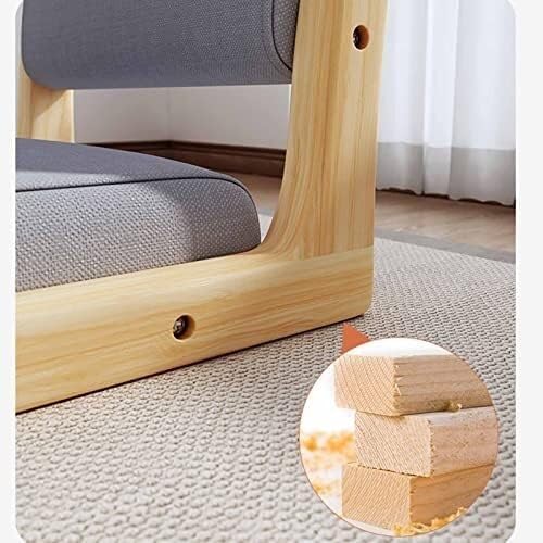 ELEFOCUS Portable Legless Chair with backrest Legless Stool Made of Solid Timber with Comfortable Cotton and Linen Upholstery(Green 2)