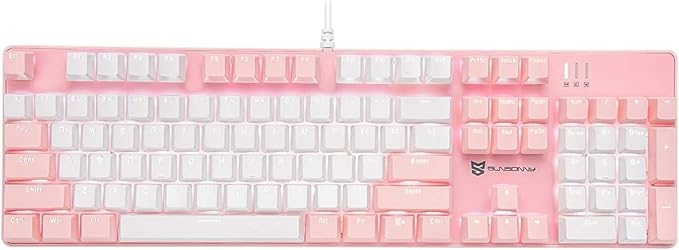Qisan 104 Mechanical Keyboard for Gaming | Large Size USB White Backlit Gaming Keyboard Wired | US Layout Brown Switches Hot Swappable Mechanical Clicky Keyboards Compatible with PC &amp Laptop