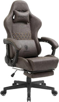 Dowinx Gaming Chair Office Chair PC Chair with Massage Lumbar Support Vintage Style PU Leather High Back Adjustable Swivel Task Chair with Footrest (Brown)