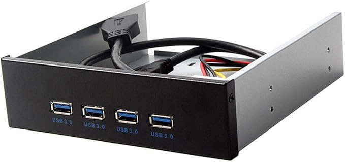 JSER USB 3.0 HUB 4 Ports HUB Front Panel to Motherboard 20Pin 19Pin Header Connector Cable Compatible for 5.25 CD-ROM Bay