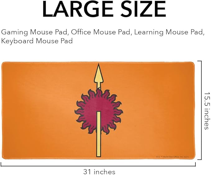 Game of Thrones Martell Sigil Large Gaming Mouse Pad Desk Mat with Stitched Edges Non-Slip Base for Gamer Home and Office 31.5 x 15.7