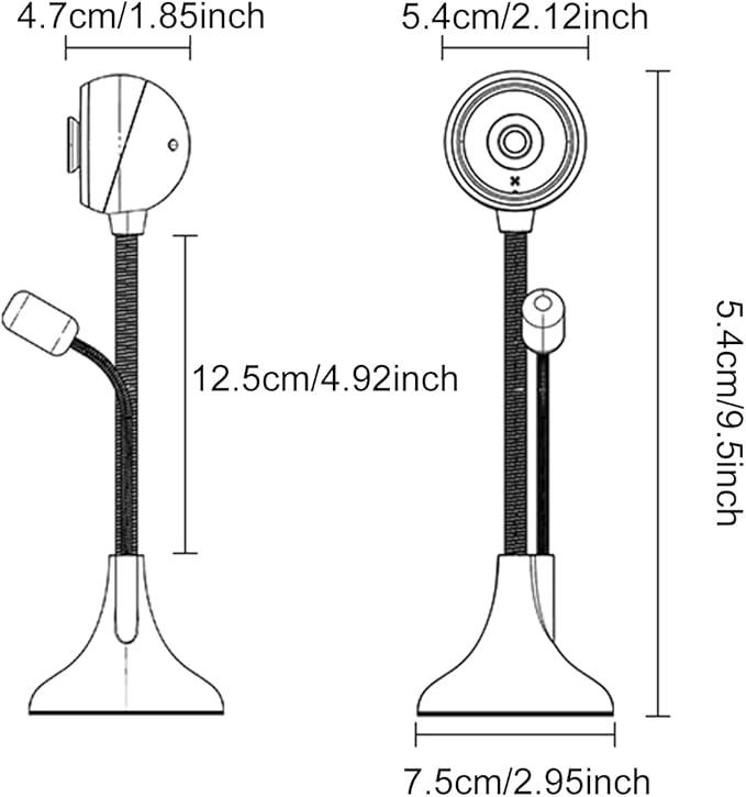 USB Desktop Stand-Up Camera 1080P(2K) 30hz HD Streaming Webcam with Mic 360° Rotation Portable Camera with Wide Angle Lens Suitable for Conference/Call/Web Class/Live Streaming