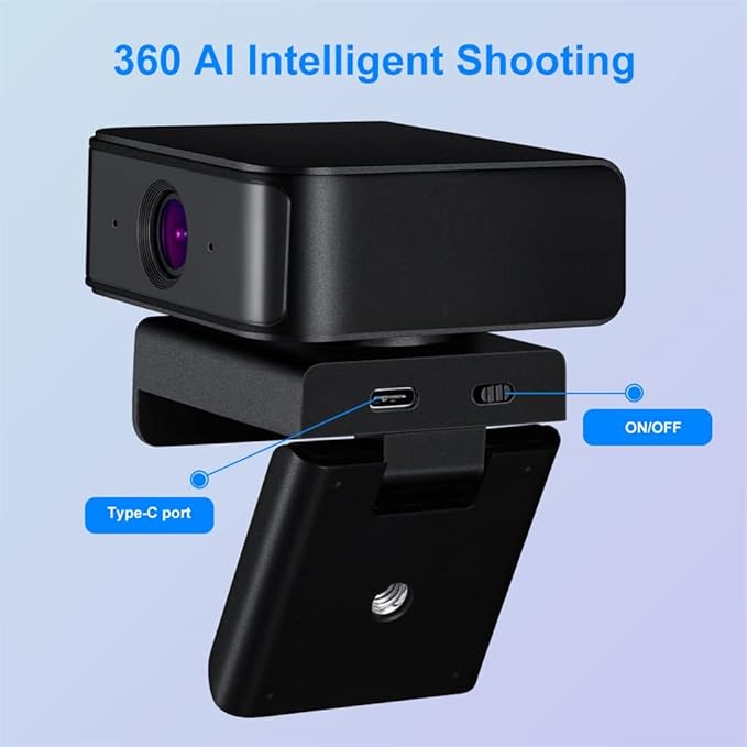 360° Automatic Webcam 1080P Full Web Cam with Microphone Auto Recognition Camera for PC Computer Conference