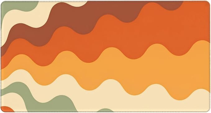 Brown Beige White Wave Desk Cover MatExtended Large Mouse PadComputer Laptop Mat Desk Decor for Office Game Home 30x16 Inch