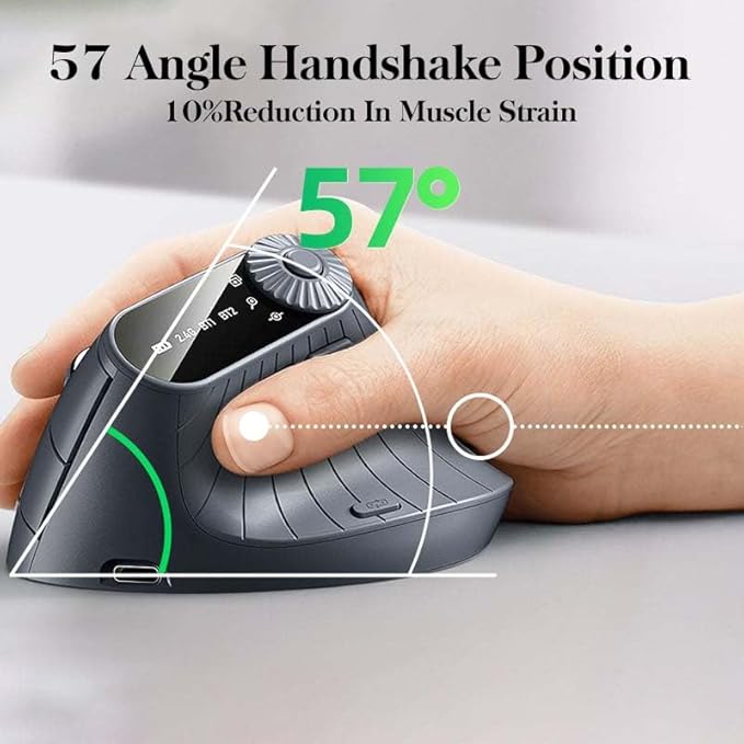 2025 Upgraded Ergonomic Triple-Connect Wireless Mouse Vertical Ergonomic Mouse with 4 Adjustable DPI Bluetooth 5.0&ampUSB Receiver for Laptop/PC/Mac Pain Relief for Office/Gaming/Design (Black)