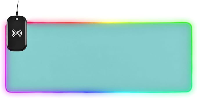 Light Blue Teal Mouse Pad Gaming Mousepad Non Slip Desk Mat Wireless Charging RGB Computer Mouse Pads Keyboard Pad Mats for Office Home Desktop 35.4 x 15.7 in
