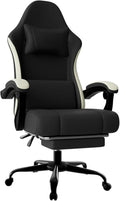 Ergonomic Gaming Chair with Pocketed Spring Cushion Breathable Fabric Computer Chair with Footrest Adjustable Lumbar Support Video Game Chair for Adults