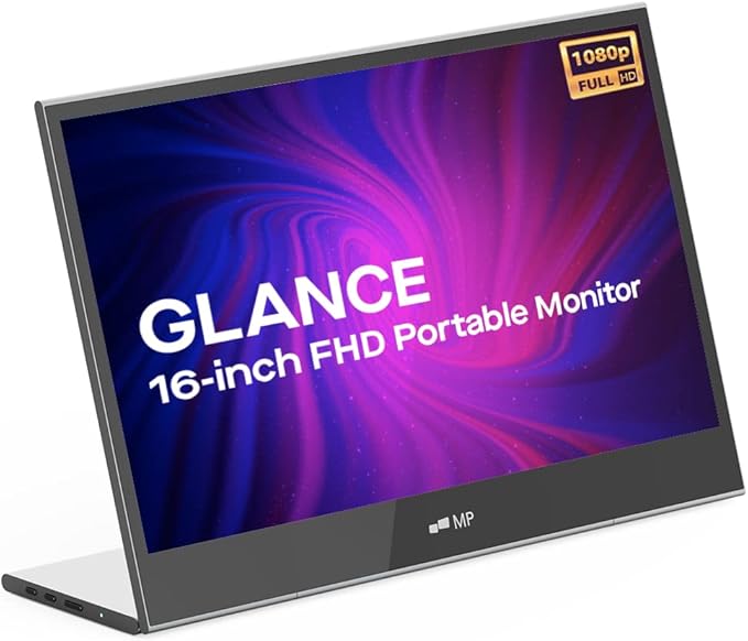 MP Mobile Pixels Portable Laptop Monitor Glance Travel Monitor 16 1080P FHD HDMI USB Type C Monitor Built-in Dual Speakers Tilt Adjustment &amp Non-Slip Mobile Monitor for PC macOS Windows PS4