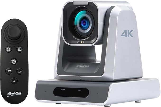 zowietek 4K PTZ Conference Camera ZowiePTZ Ergo-Ease Remote Control ZowieX APP Manager 18X Optical+12X Digital Zoom HDMI/USB RTSP/RTMP(s)/SRT Stream Meeting Church Event Teaching